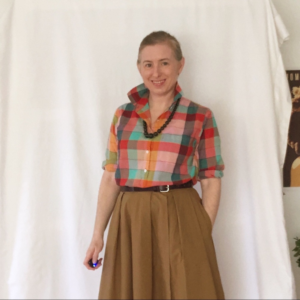 J.Crew Popover in Madras, Sz 4